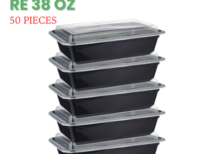 RE-38 Microwavable Container Black Base+Lid - Packet