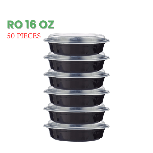 RO-16 Microwavable Container Black Base+Lid - Packet