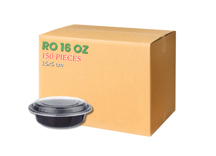 RO-16 Microwavable Container Black Base+Lid - Carton
