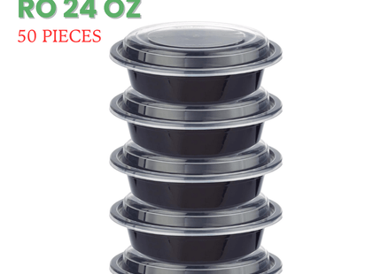 RO-24 Microwavable Container Black Base+Lid - Packet