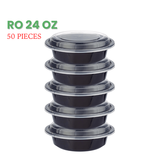 RO-24 Microwavable Container Black Base+Lid - Packet