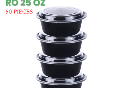 RO-25 Microwavable Container Black Base+Lid - Packet