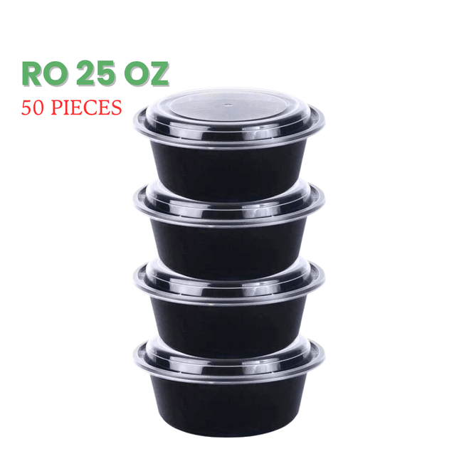 RO-25 Microwavable Container Black Base+Lid - Packet