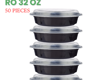 RO-32 Microwavable Container Black Base+Lid - Packet