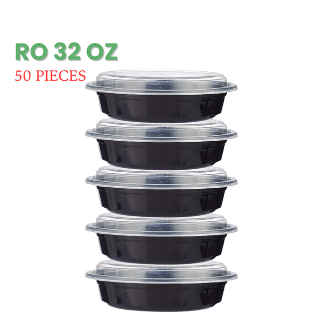 RO-32 Microwavable Container Black Base+Lid - Packet