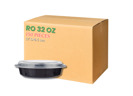 RO-32 Microwavable Container Black Base+Lid - Carton