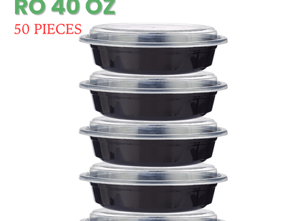 RO-40 Microwavable Container Black Base+Lid - Packet