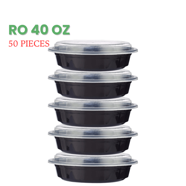 RO-40 Microwavable Container Black Base+Lid - Packet