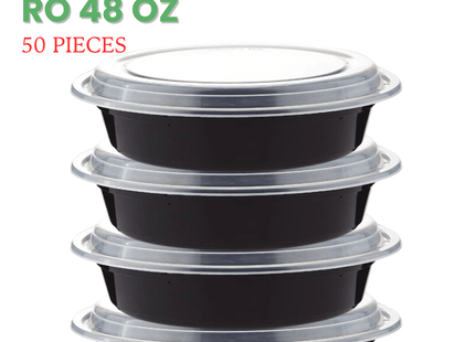 RO-48 Microwavable Container Black Base+Lid - Packet