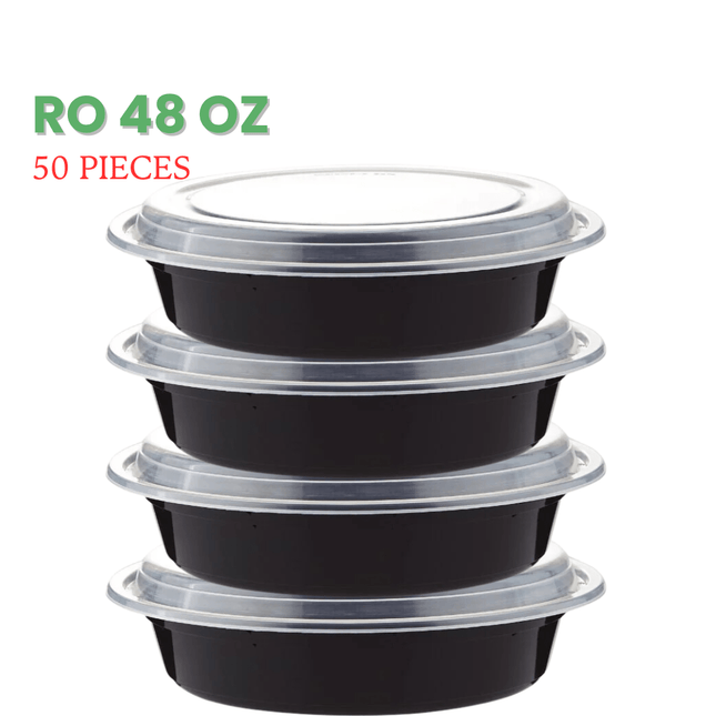 RO-48 Microwavable Container Black Base+Lid - Packet
