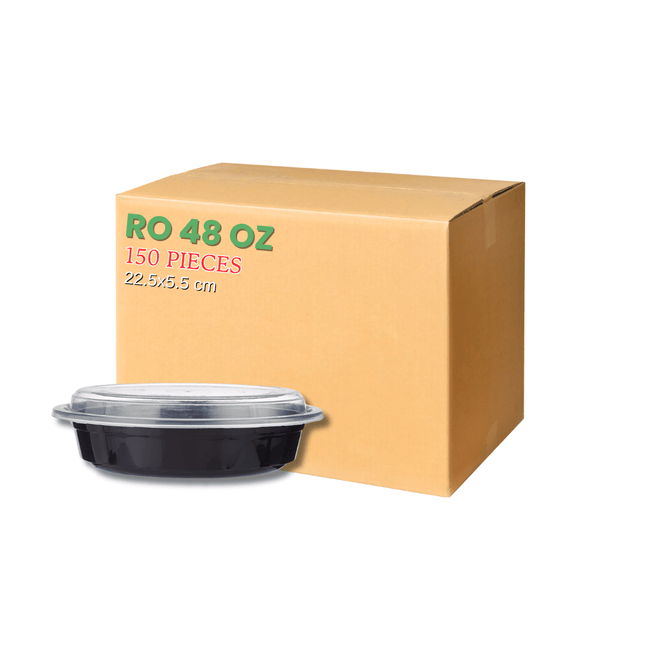 RO-48 Microwavable Container Black Base+Lid - Carton