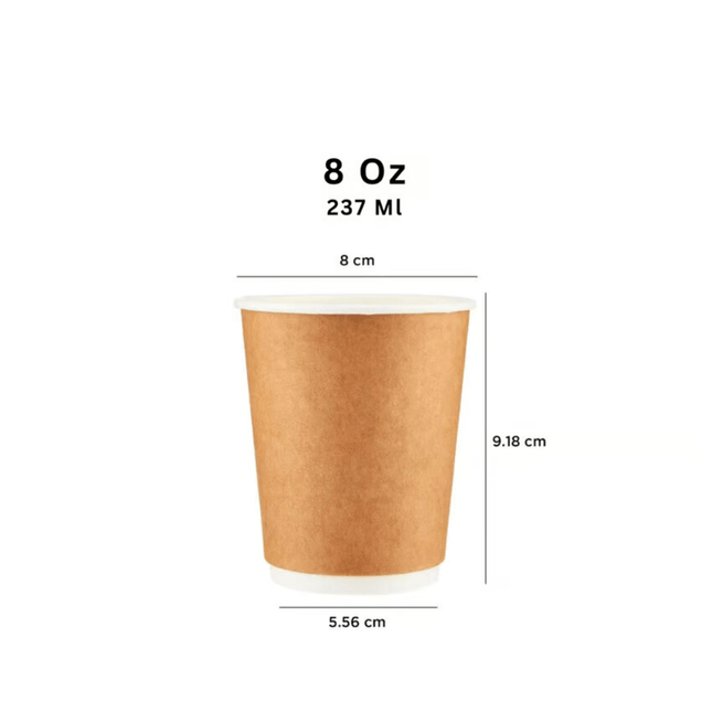 Paper Cup Double Wall Kraft 8 Oz