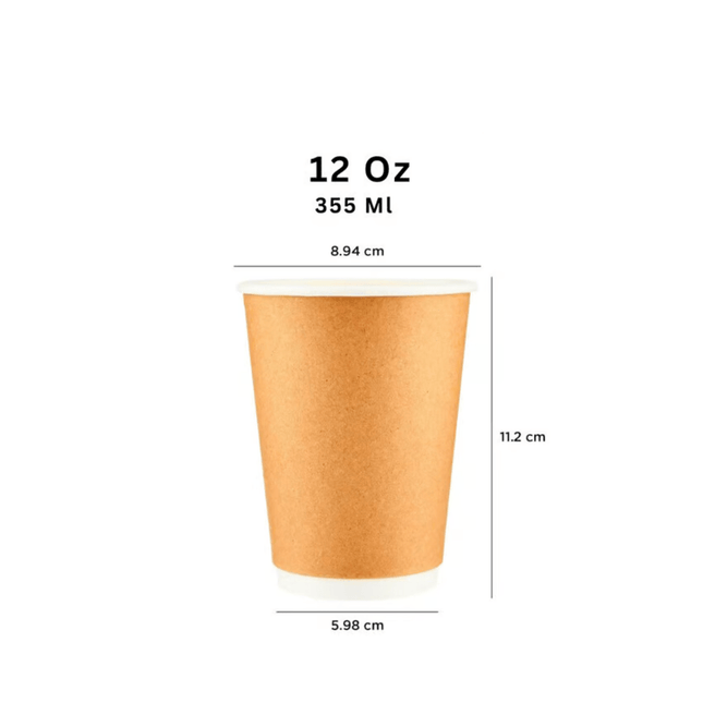 Paper Cup Double Wall Kraft 12 Oz