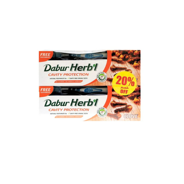 Dabur Herb'l Clove Cavity Protection 2 Pieces + 2 Pieces Free Toothbrush