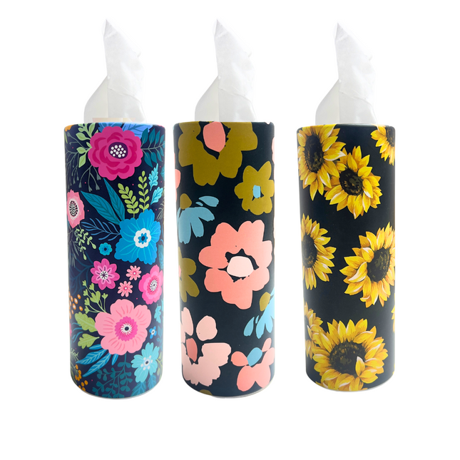 Car Tissue Box Printed with flower 80 Sheets x 2 Ply - 3 Boxes