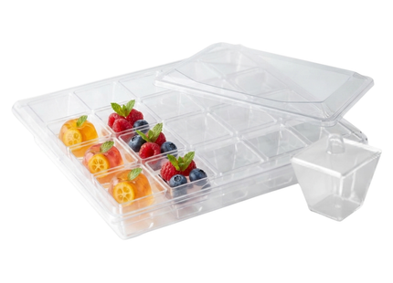 Acrylic Square Cup 2oz Wit Lid In Box- 1 Pack x 20 Pieces
